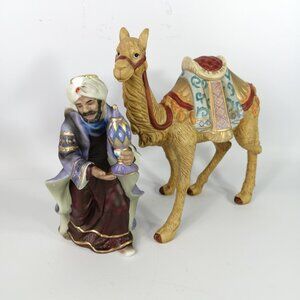 79525 Thomas Kinkade Nativity King Balthazar & Standing Camel Hawthorne Village